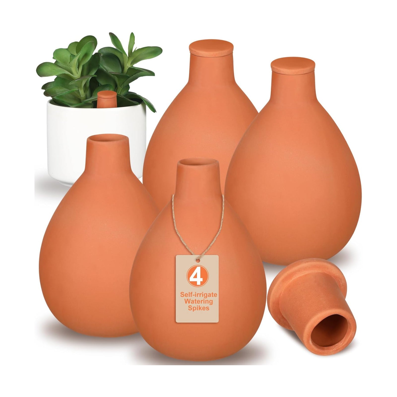 4 Pcs Watering Pots Large Terracotta Watering Pots with Lid 34 oz Terra Cotta Self Watering Pots Water Dripper