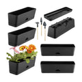 6-Pack Window Boxes Planters 16 Inch Rectangle Plant Box Rectangular Planters for Outdoor and Indoor Plants Plastic Windowsill Planter for Herbs Vegetable Flowers Long Window Sill Planters
