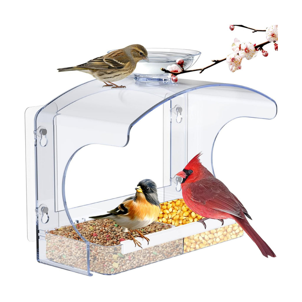 Goodeco Clear Window Bird Feeder with Water Bowl