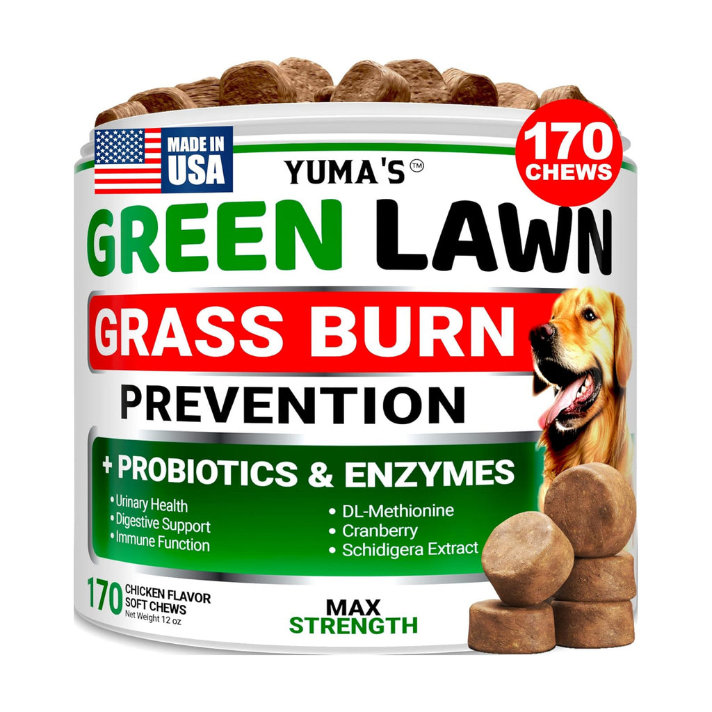 YUMA'S Dog Urine Neutralizer for Lawn - 170 Chews - Advanced Grass Green Savers for Dog Urine - Canine Pee Grass