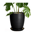 Ceramic Plant Pot - 8 Inch Ceramic Planter for Indoor Plants Glazed Round Flower Pot with Drainage Hole and Saucer Black