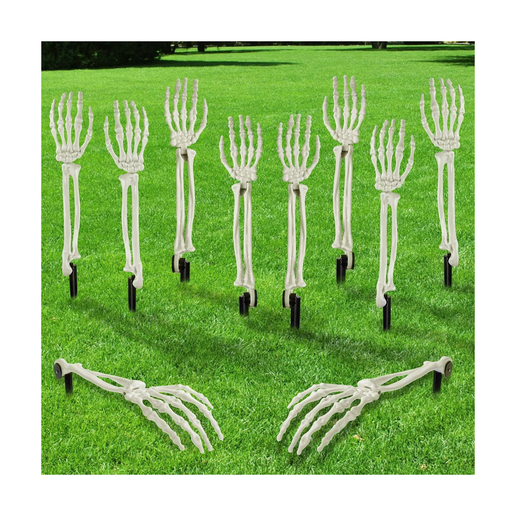 DIYDEC 10 PCS Halloween Skeleton Arm Decor White Hands Stakes for Outdoor