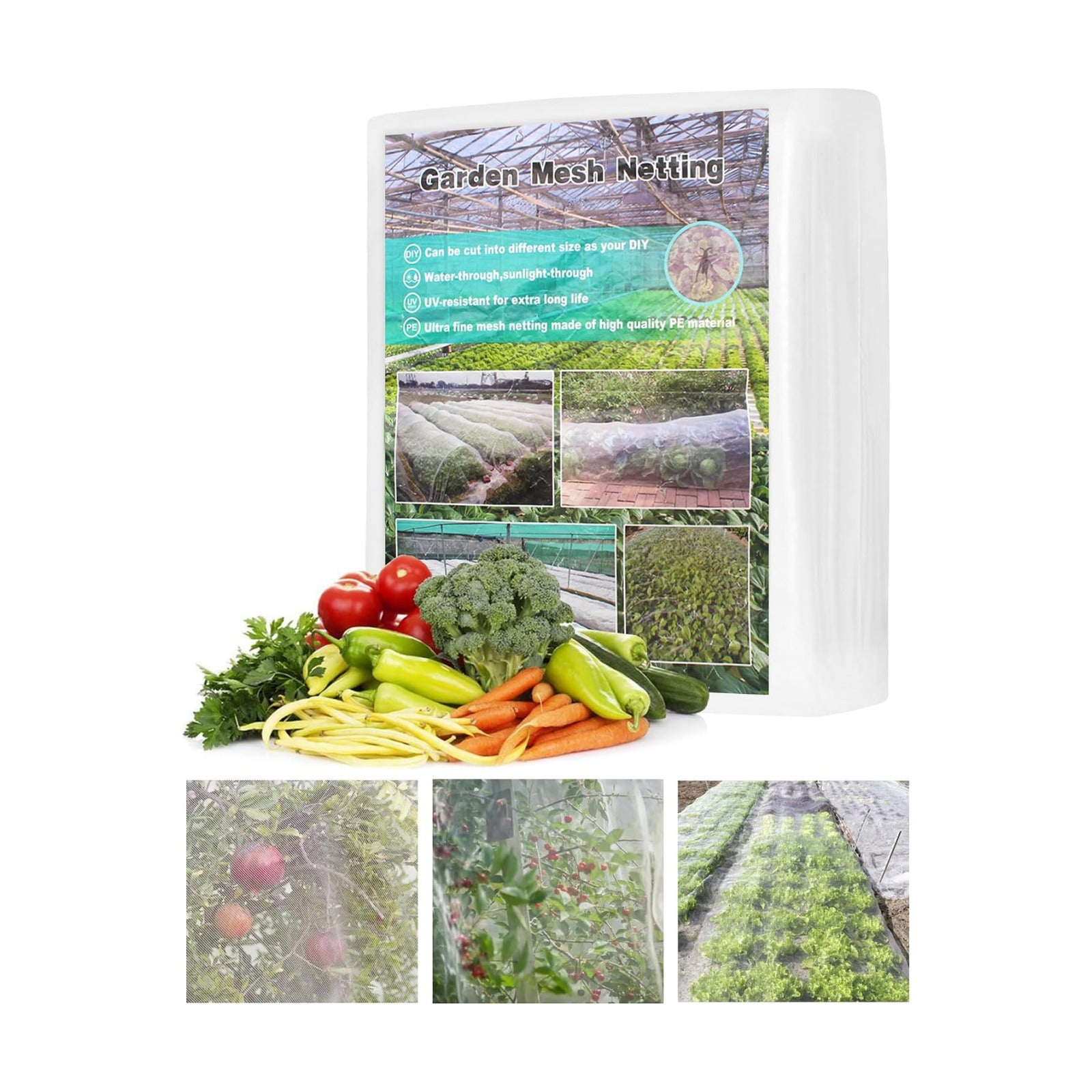 Benvo Garden Netting Plant Cover Net Mesh Protection Hoops for Vegetables Fruits Flowers Trees Crops to Grow Better Bug