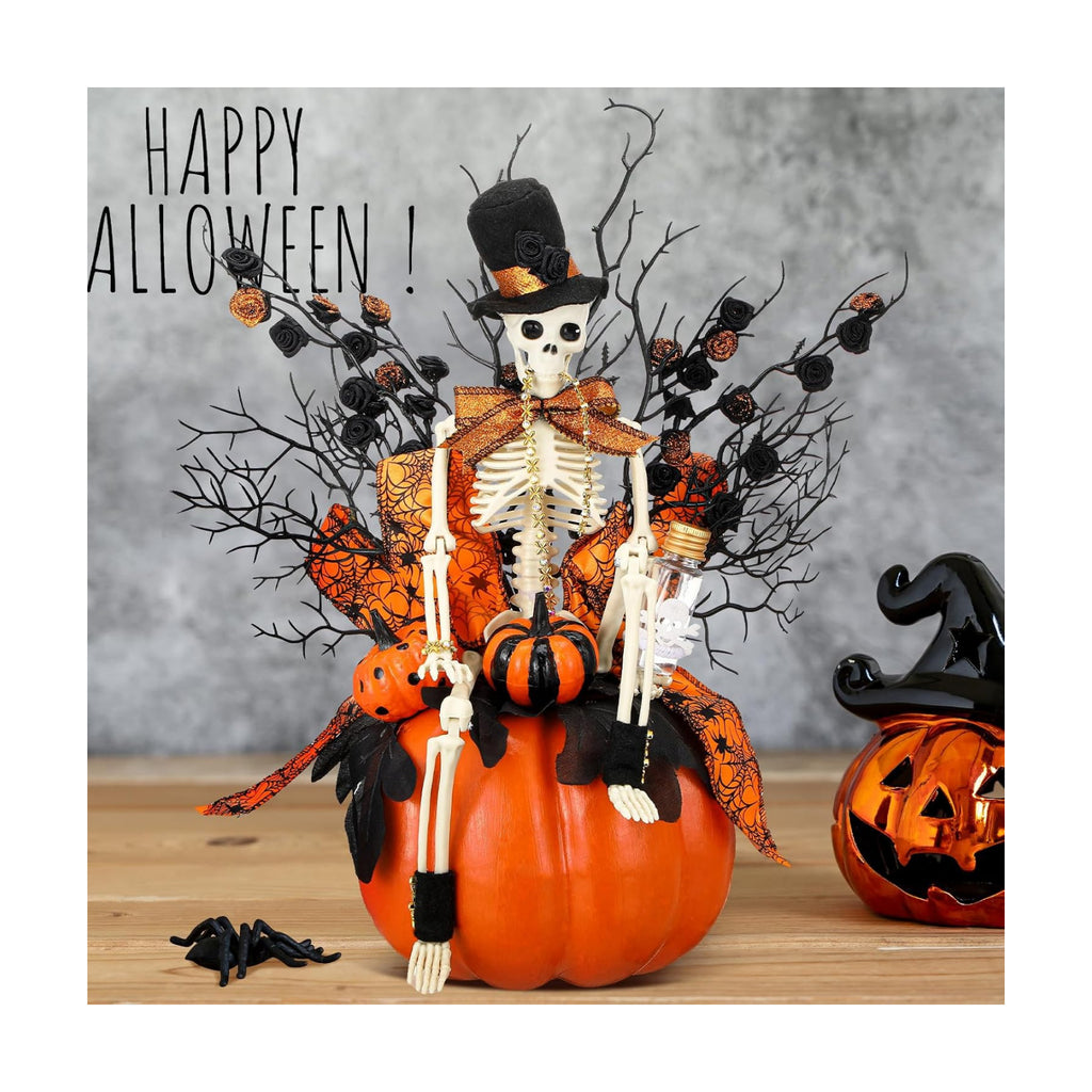 Daifunli Halloween Table Centerpieces Decorations, Skull Pumpkin
