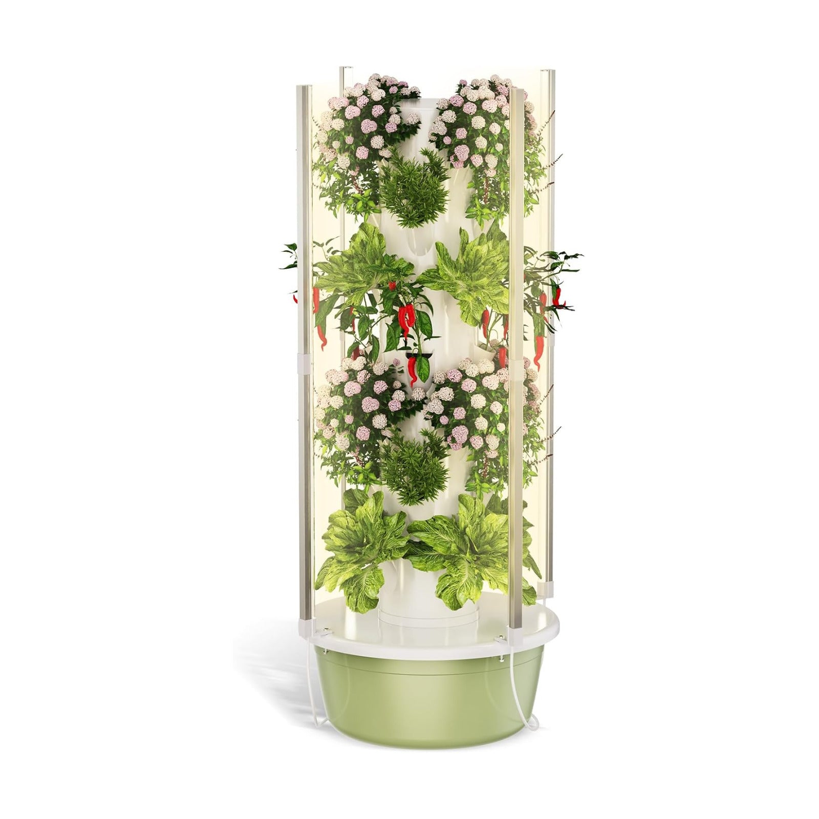 BAOSHISHAN Hydroponic Growing Tower with LED Grow Light, 7 Tiers 28 Pods | Full Spectrum Vertical Hydroponics Growing