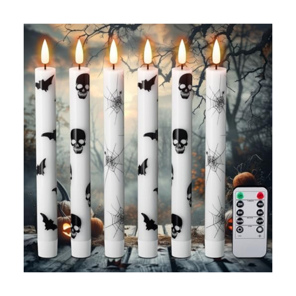 Eldnacele Halloween Decals Flameless Taper Candles with Remote and Timer
