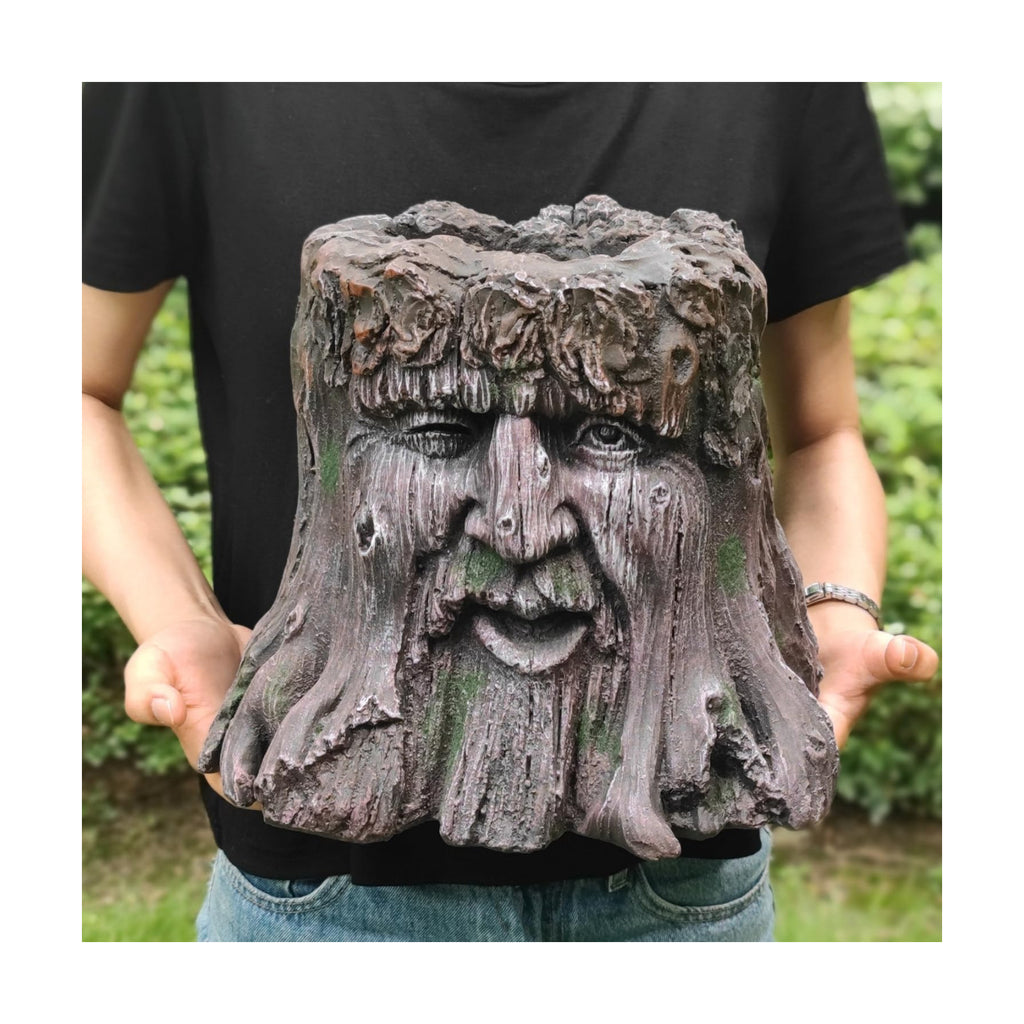 10''H Tree Face Planters Pots Head Planter Magnesium Oxide Head Face Planter Pot Tree Stump Face Flower Plant Pots for