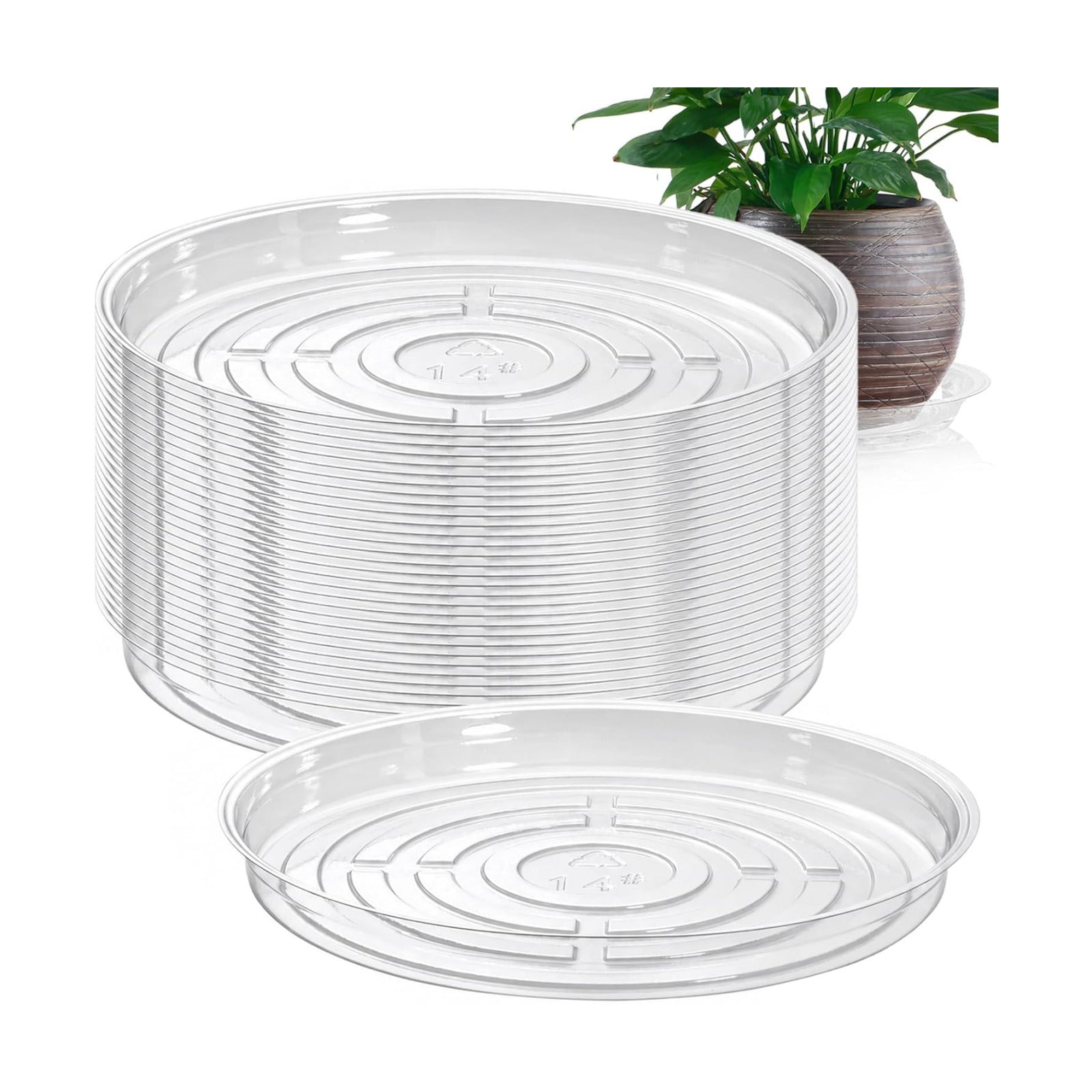 30 Pack 14 Inch Plant Saucer Clear Plant Saucers for Outdoors Plant Drip Trays Extra Large Plant Saucer Dish Plant Pot