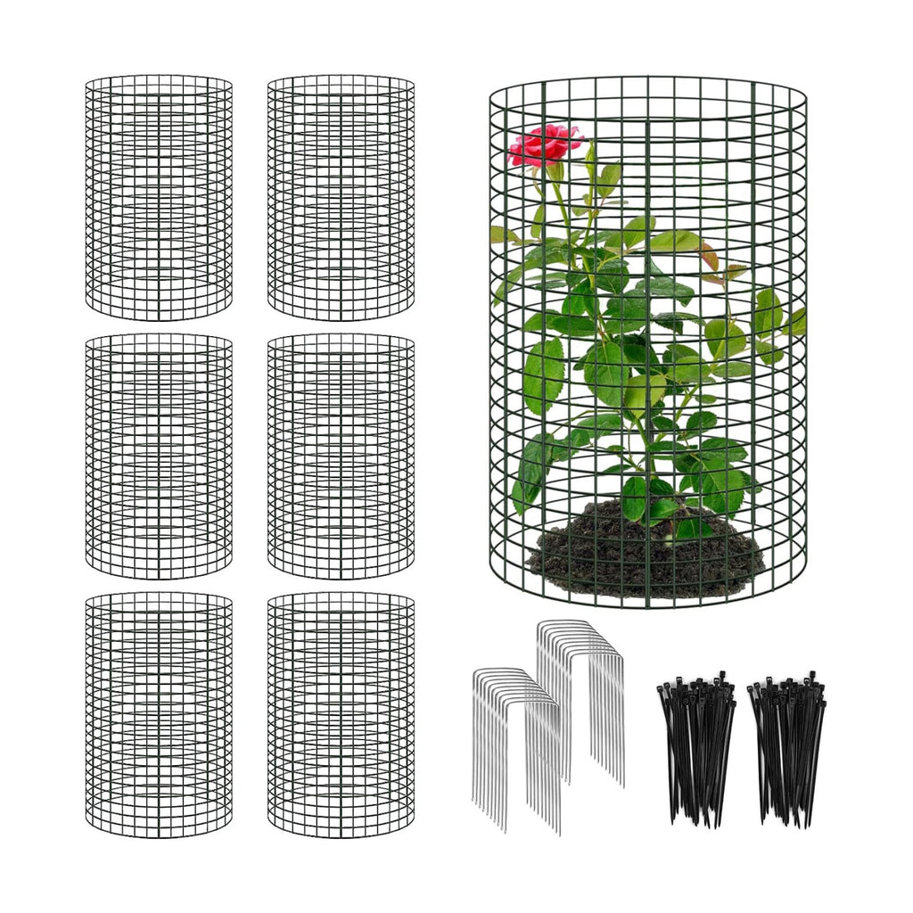 18 Pcs 24'' x 12'' Large Wire Plant Protector from Animals, 6 Pack Metal Plant Cage Chicken Wire Cloche with Ground