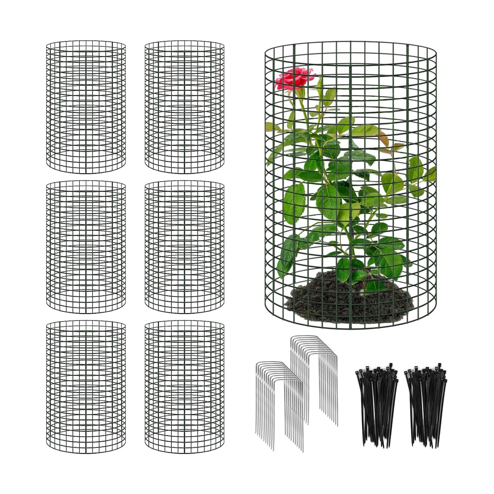 18 Pcs 24'' x 12'' Large Wire Plant Protector from Animals, 6 Pack Metal Plant Cage Chicken Wire Cloche with Ground