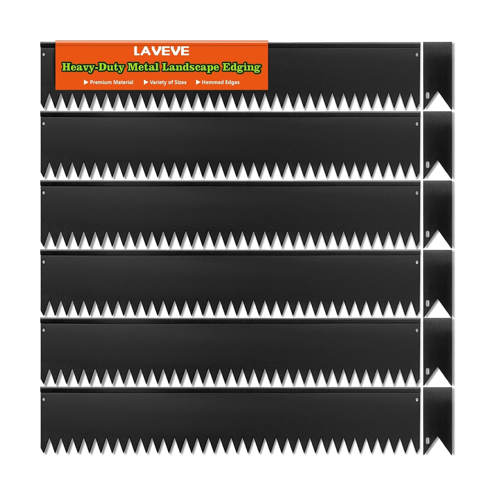 LAVEVE Galvanized Steel Landscape Edging 6-Pack, 40" L x 5" H (20Ft Total) | Hammer-in Metal Garden Edging Border with