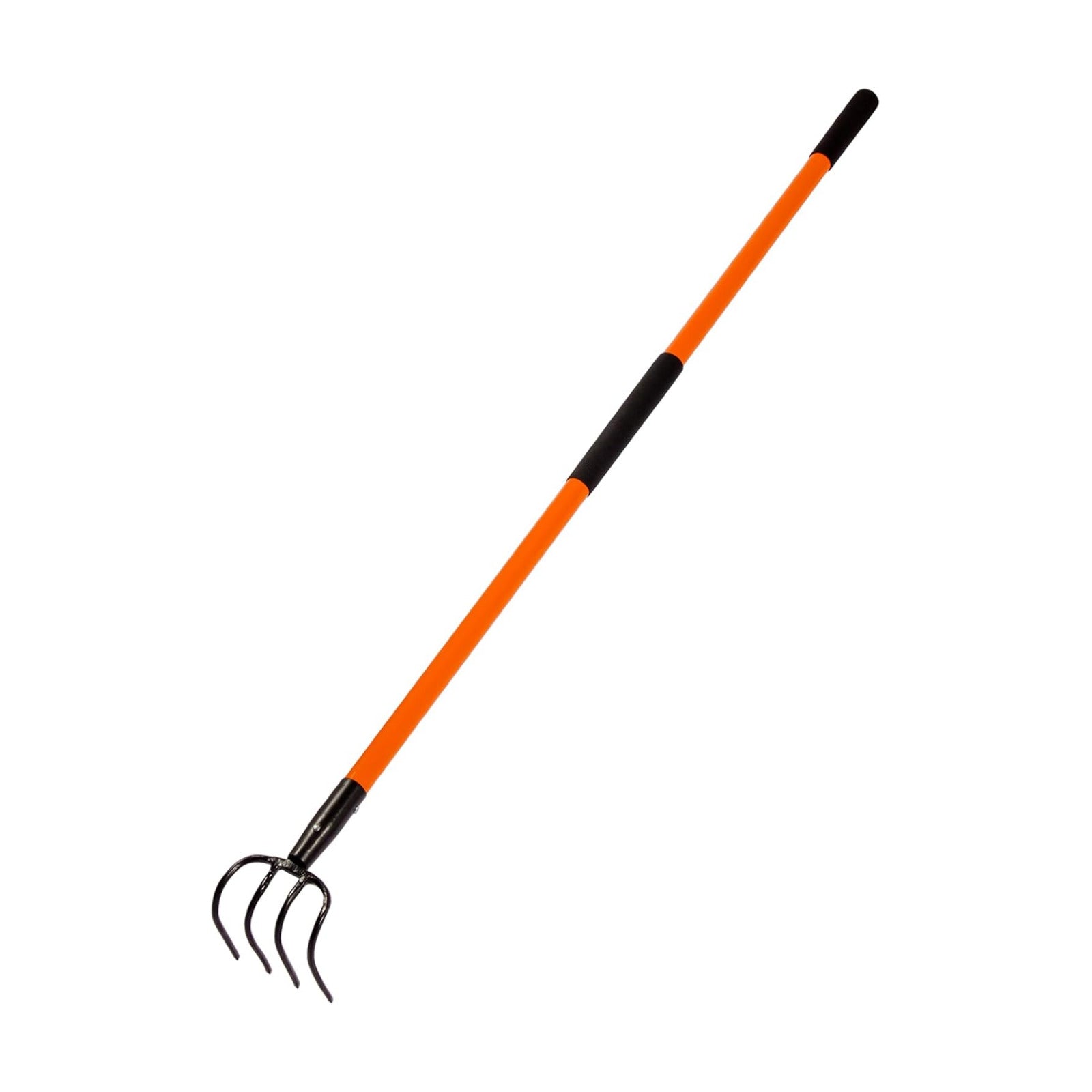 Cultivator for Gardening, 4 Tines Garden Cultivator with Fiberglass Handle, 58 Inches