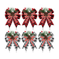 Moucuny 6 Pcs Christmas Burlap Bows Black White Red Plaid 5 x 6 Inch