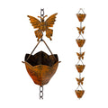 9.2ft Rain Chains for Outside Gutters, Eaves, Drainage | Copper Rain Chain, 12 Cup with Butterfly Decor, Adjustable