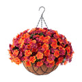 Artificial Fall Hanging Flowers with Basket for Outdoor UV Resistant