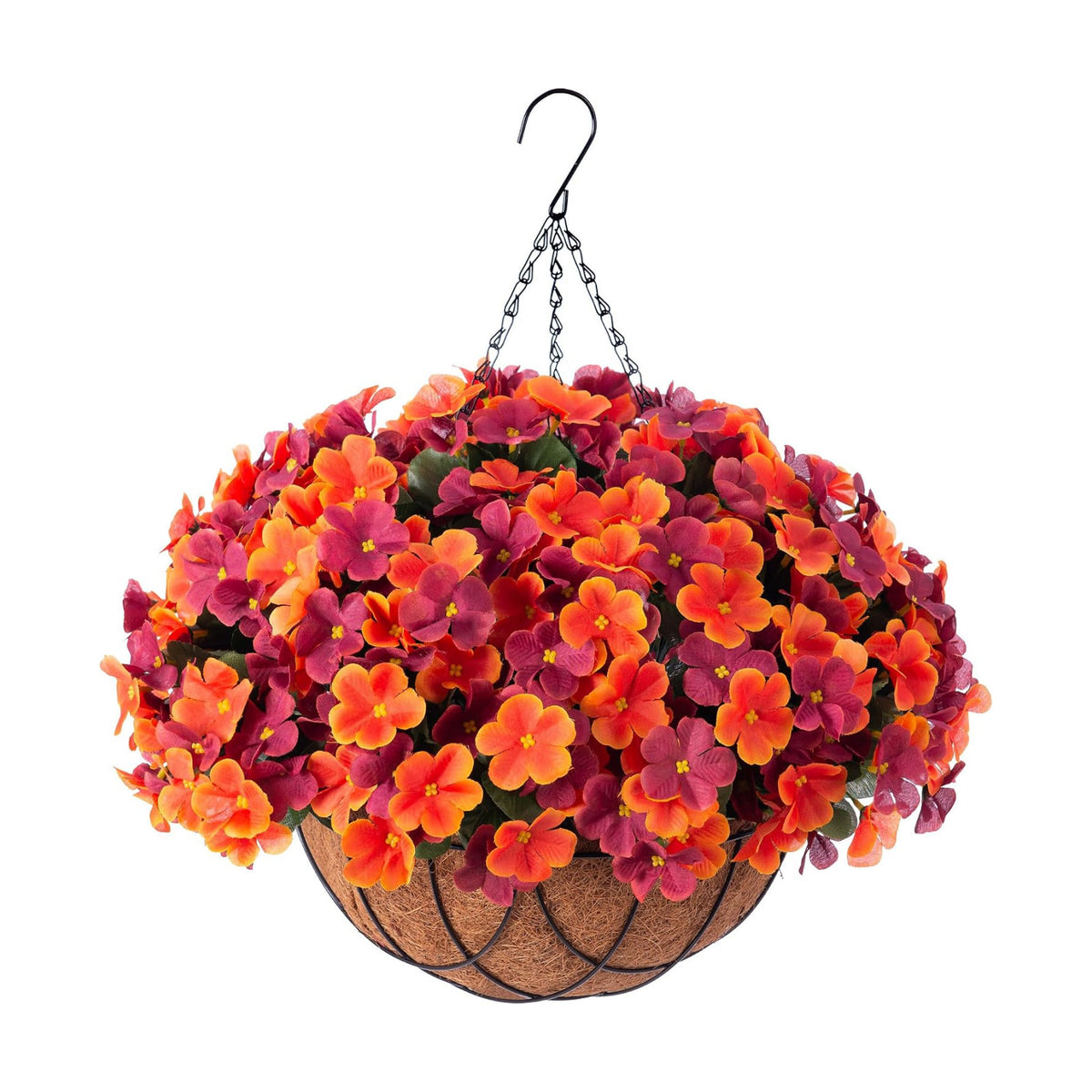 Artificial Fall Hanging Flowers with Basket for Outdoor UV Resistant
