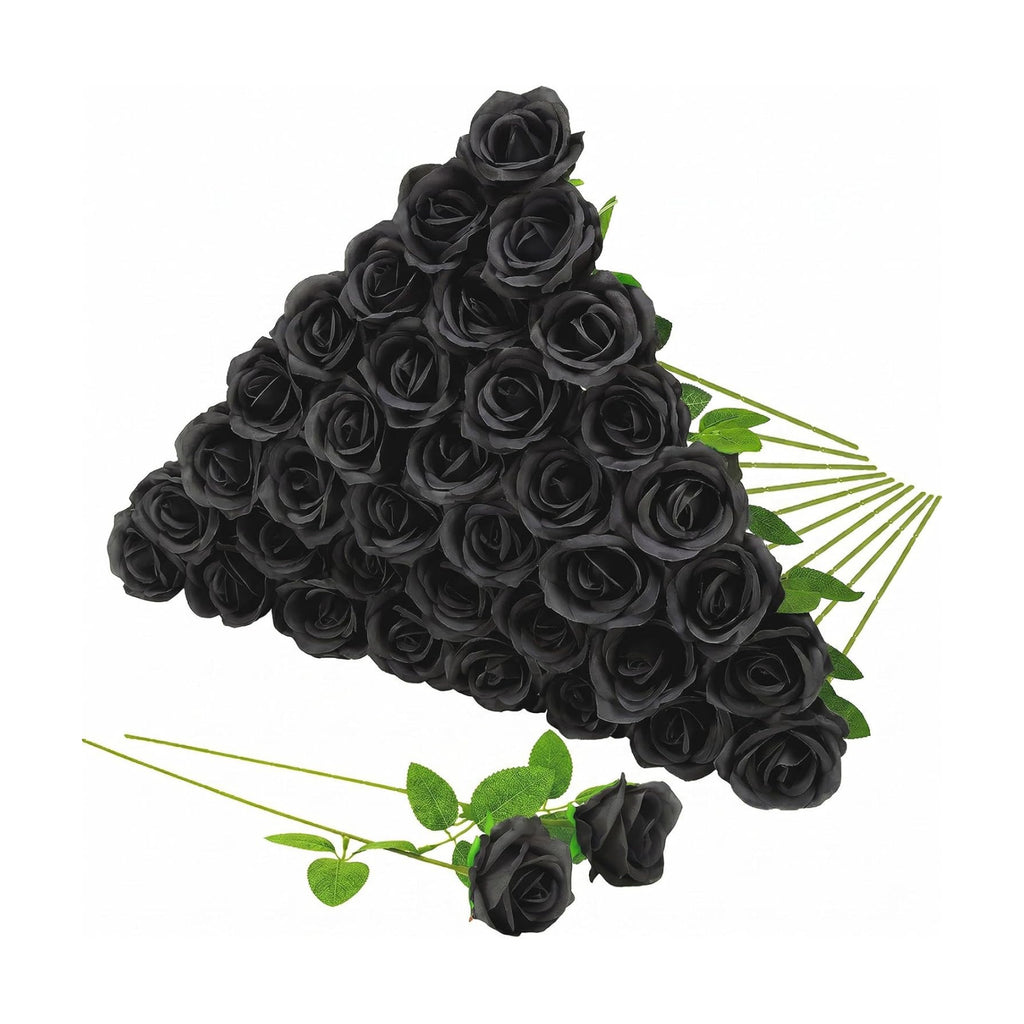 36 Pcs Black Rose Bouquet Bridal Artificial Flowers