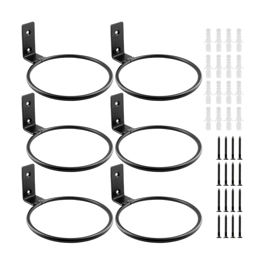 Jiozermi 6 Pack 8 inch Flower Pot Holder Ring, Wall Mounted Black | Flower Pot Holder Ring Wall Mounted Set Wall