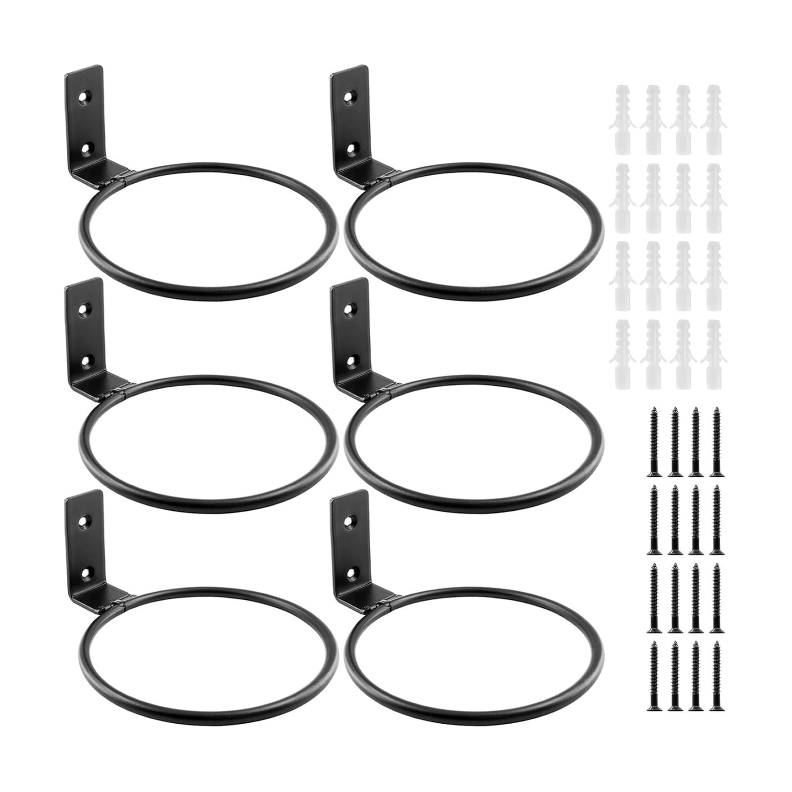 Jiozermi 6 Pack 8 inch Flower Pot Holder Ring, Wall Mounted Black | Flower Pot Holder Ring Wall Mounted Set Wall