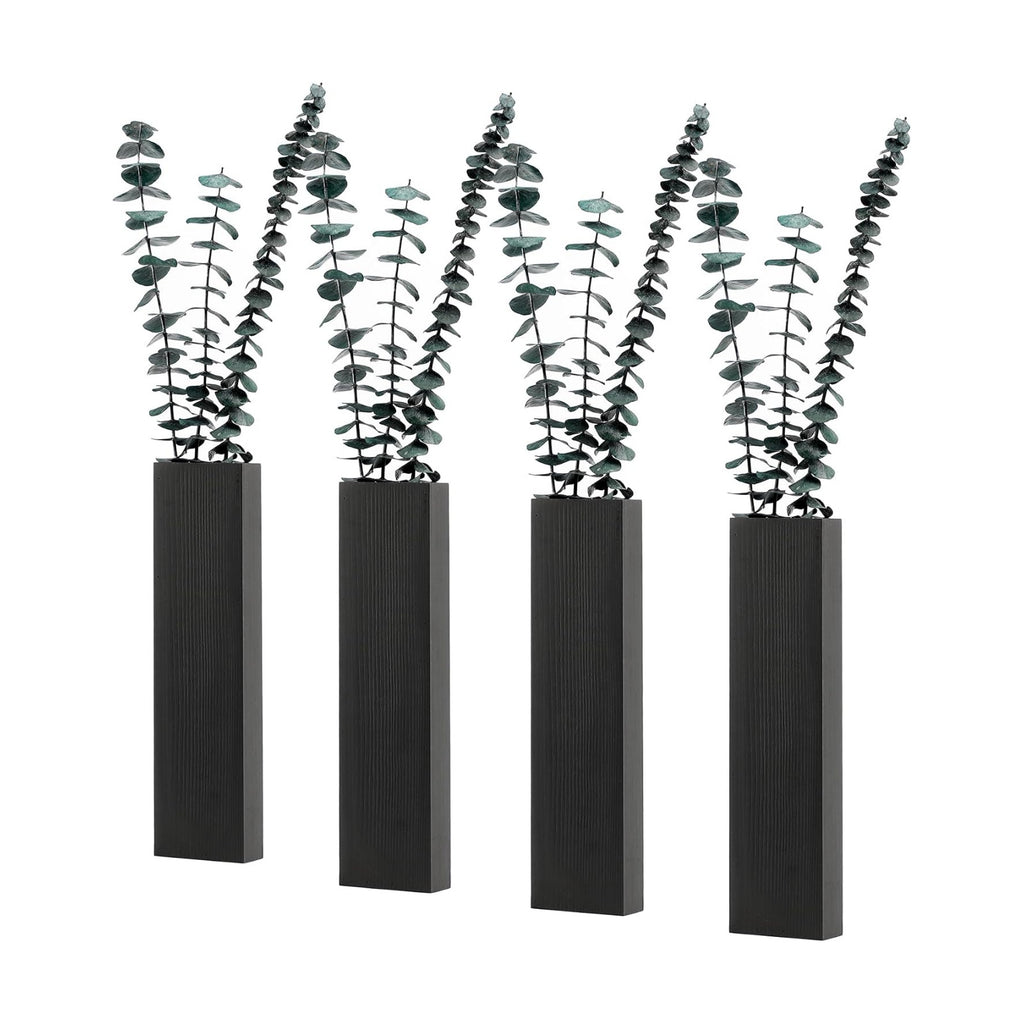Wooden Wall Planter 4 Pack, Black Wood Wall Vase for Indoor Plants | Tall wood wall decor, wooden wall planter, wall