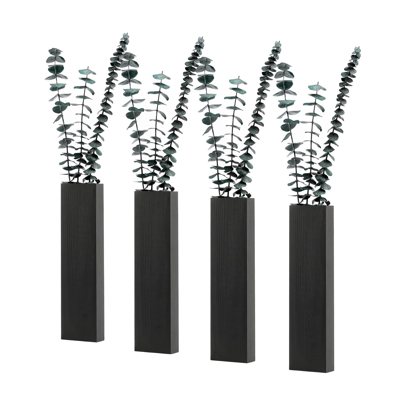 Wooden Wall Planter 4 Pack, Black Wood Wall Vase for Indoor Plants | Tall wood wall decor, wooden wall planter, wall