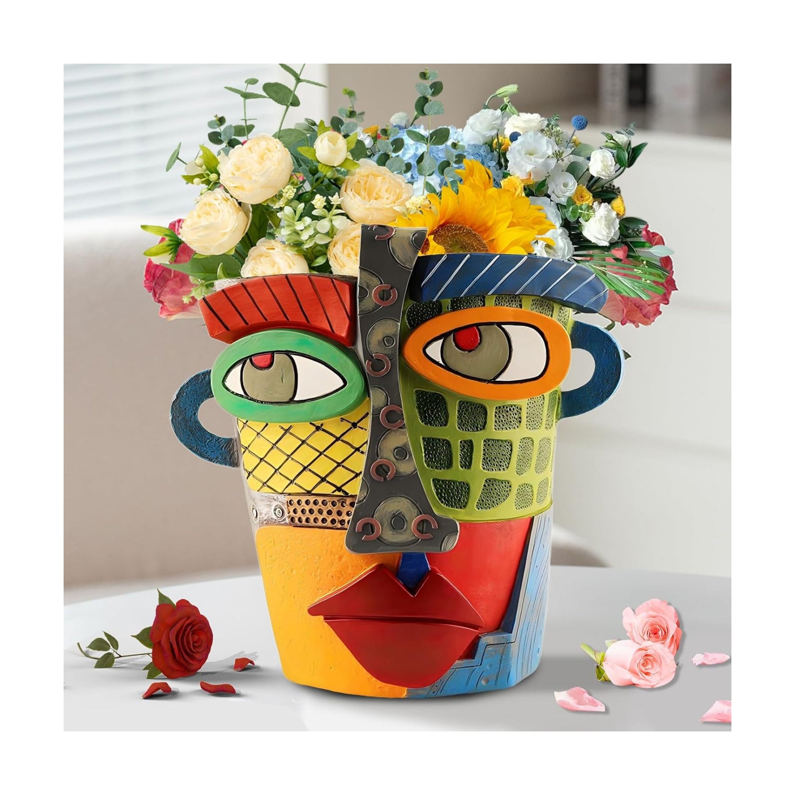 Brutalist Abstract Face Planters Pots Abstract Flower Pot (Modern) | Funny Planters Decoration Flower Resin Face Flower