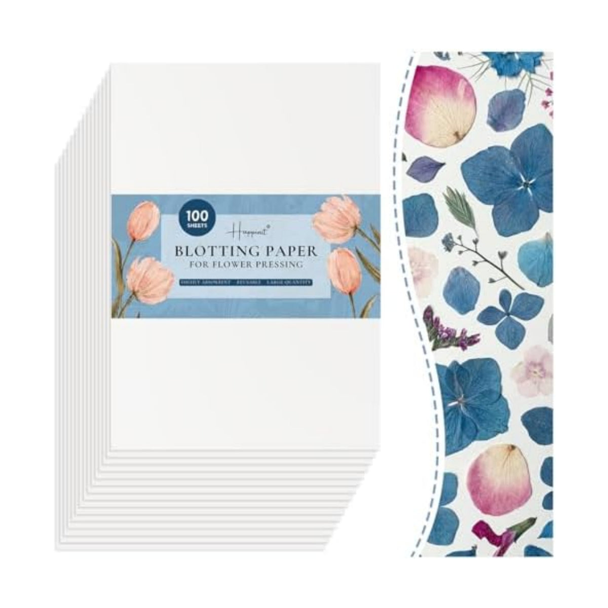 Happinit 100 A4 Size Blotting Papers for Herbarium Craft, Large Blotter Paper for Herbarium & Flower Press, Working with Pressing Kit for Adults (100)