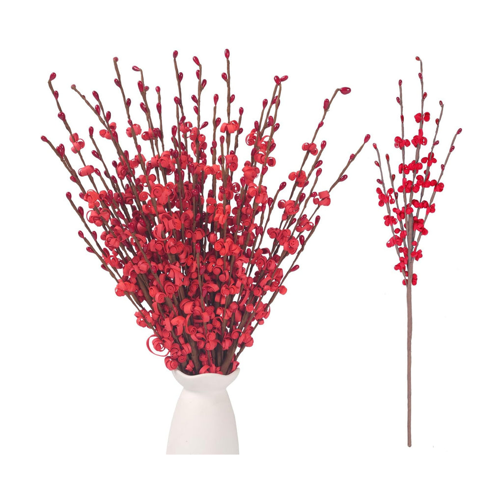 10Pcs 17.5" Red Artificial Jasmine Flowers Stem for Vase DIY Wreath Decor