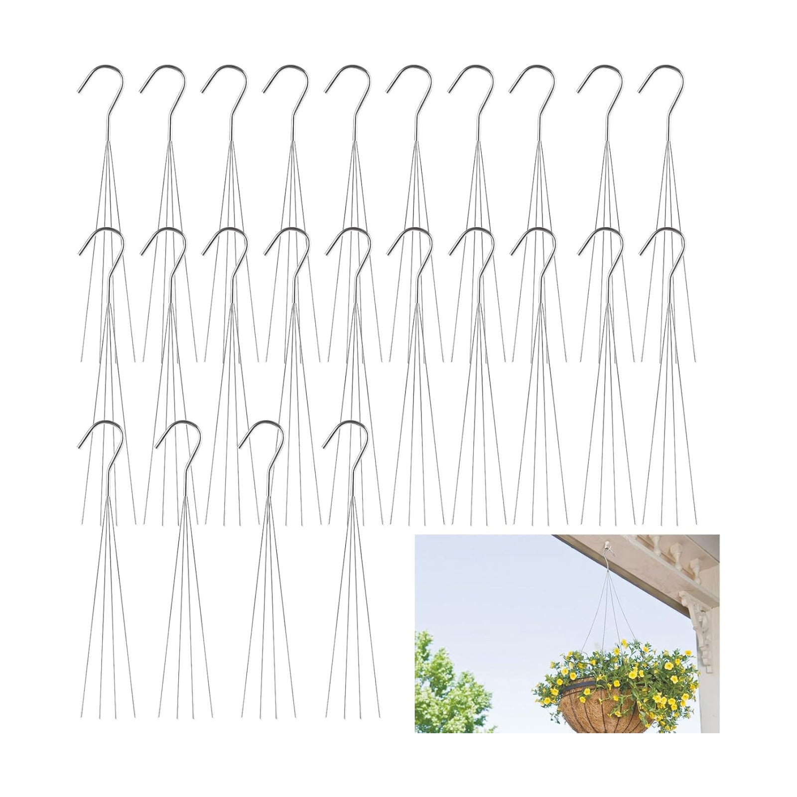 24 Inch Orchid Wire Plant Hangers for Hanging Baskets, 4-Wire | 24 Pack Wire Hangers for Plants, Replacement Hanging