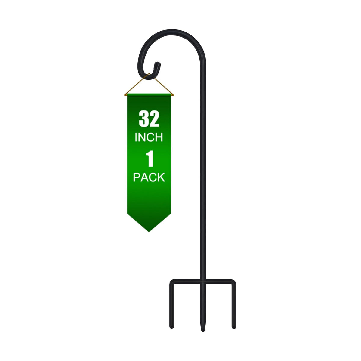 FEED GARDEN 32" Small Shepherd Hooks for Outdoor, Adjustable Decorative Garden Hooks for Solar Lanterns, Hanging Plants, Wind Chimes & Garden Decor, 1 Pack