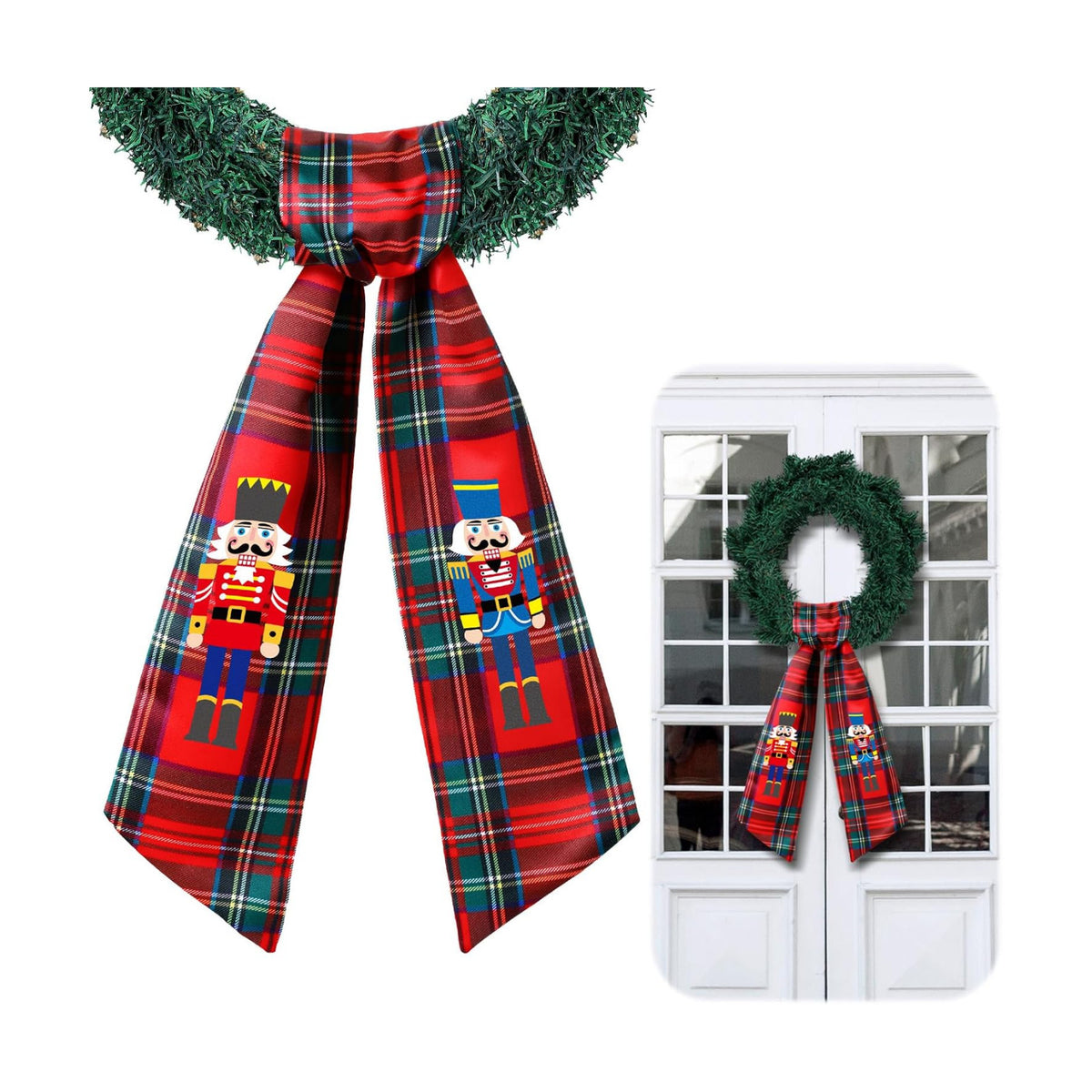 Wreath Sash for Front Door Christmas Embroidery Monogram