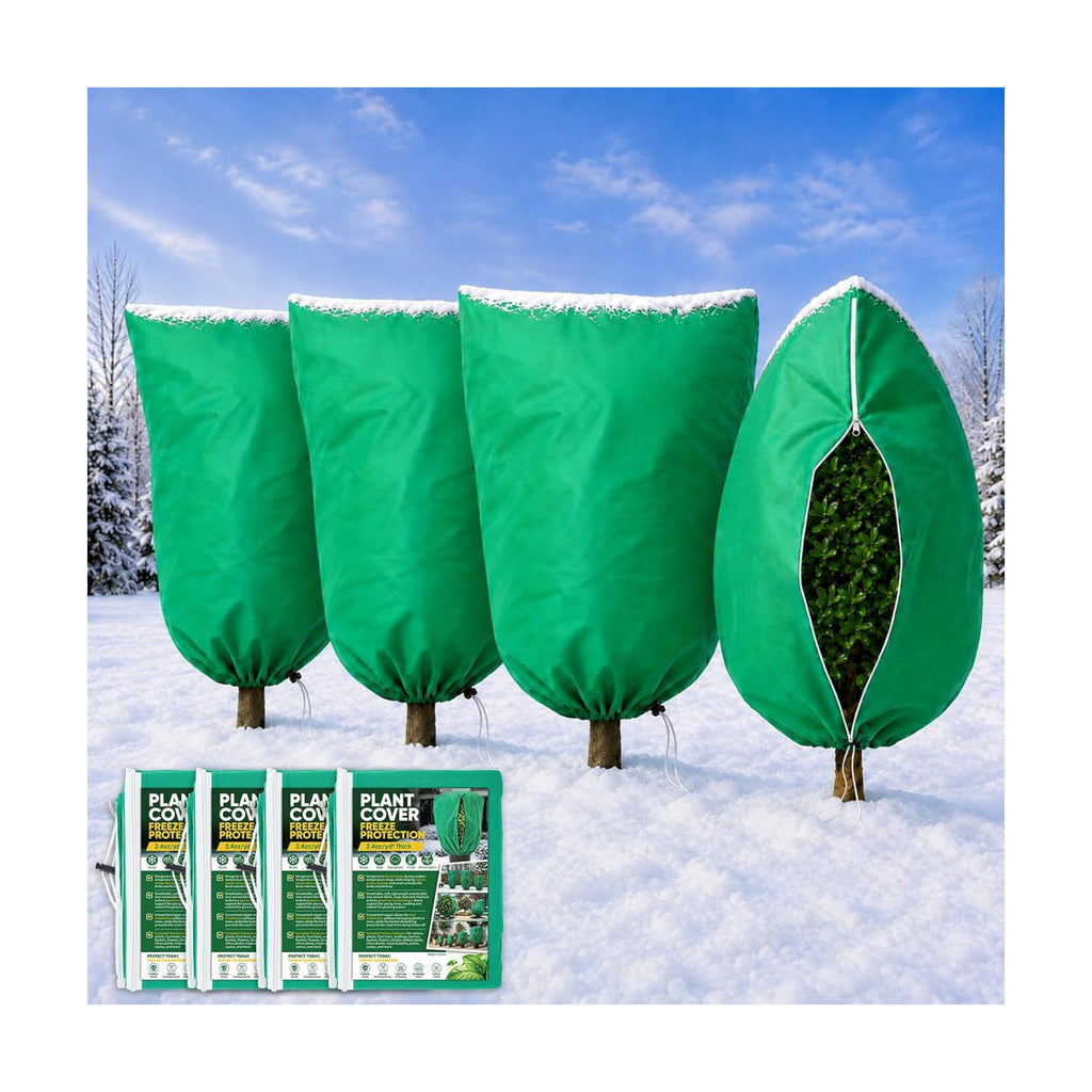 SPORTYOUTH 4 Pack Plant Covers Freeze Protection Frost Blanket 47.2"x72" | 2.4 oz Upgrade Non-Woven, Winter Tree Jacket