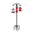 Gtongoko Bird Feeder Pole for Outdoors Heavy Duty, 92 Inch Double Shepherds Hook with 5-Prong Stable Base, 3/4 Inch Thick Hummingbird Feeder Stand for Hanging Plants, Lanterns, 1 Pack