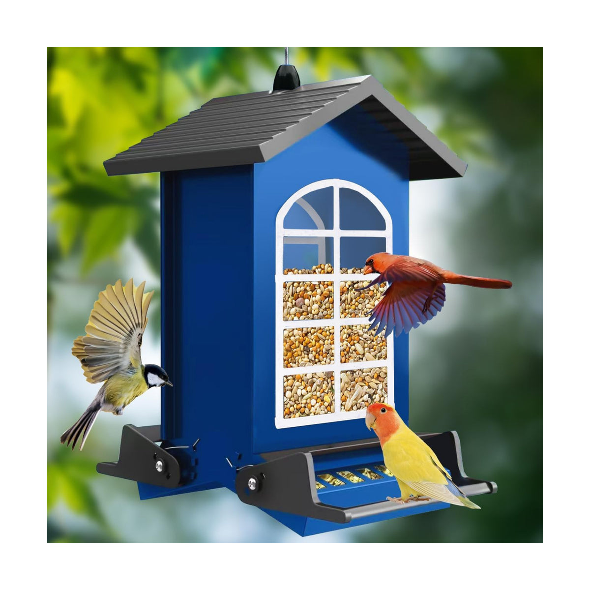 Bird Feeder Squirrel Proof Metal Hanging, Weight-Activated Perches 5LBS