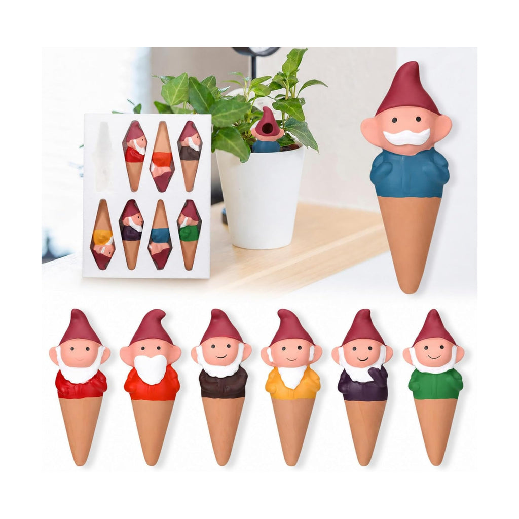 Teenyyou 7 Pcs Terracotta Watering Spikes, Gnome Plant Self-Watering Globes | Planters Insert Devices, Slow Release