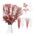 Tigeen 48 Pcs Red White Christmas Tree Picks and Sprays 17" Berry Stem