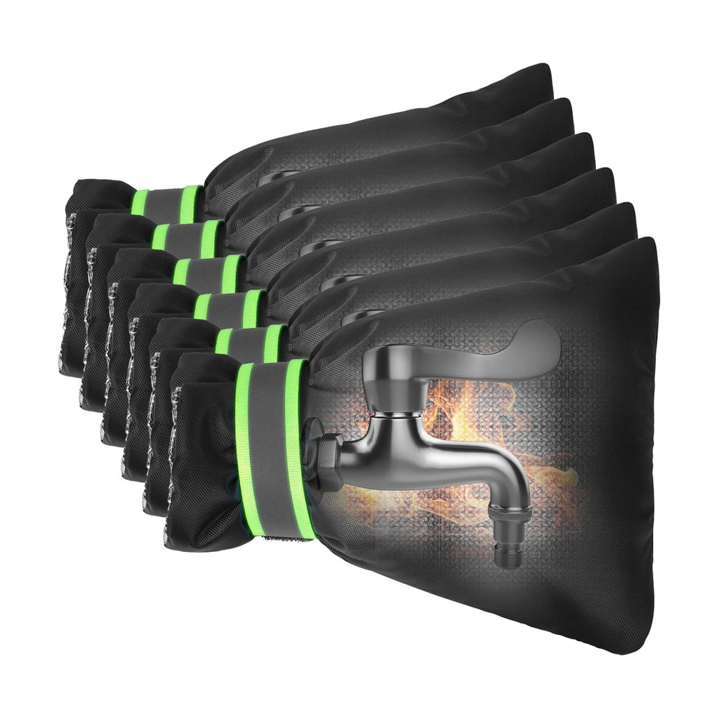 Outdoor Faucet Covers for Winter Freeze Protection, Kanosan 8.3"H X 6.7"W Thickened Reflective Outside Spigots Covers Hose Bib Insulated Sock for Winter Cold Weather, 6 Pack Black