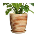 10 Inch Plant Pot Ceramic Pots for Plants with Drainage Hole and Saucer Round Flower Pot for Home Patio Garden Office Yellow