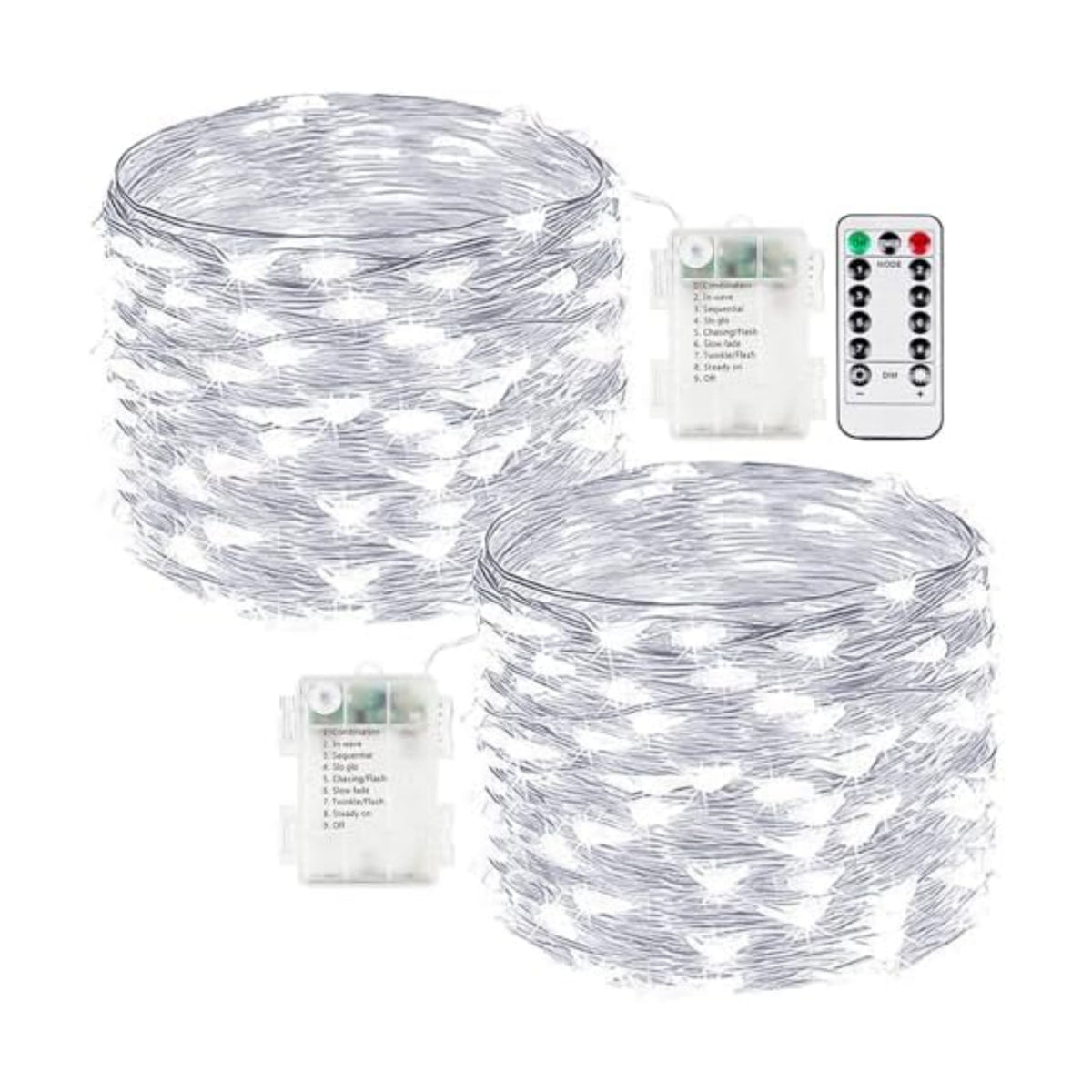 2 Pack Fairy Lights Battery Operated Twinkle Lights with Remote Cool White