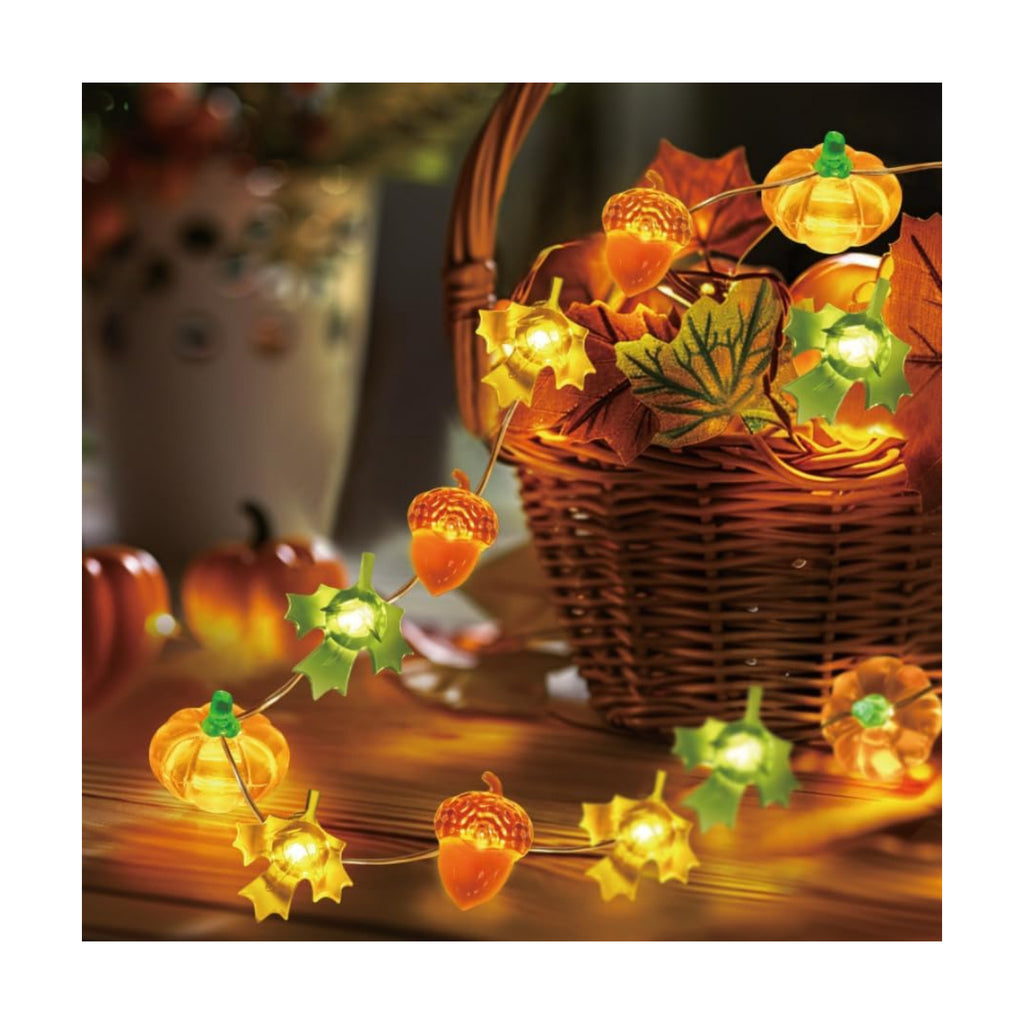 Coquimbo Fall Decor Thanksgiving Lights, 10FT 30 LED Pumpkin Maple Lights