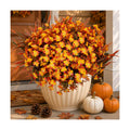 AXYLEX Artificial Fall Flowers Outdoor Fake Mums (OrangeGreen, 16 Pk)