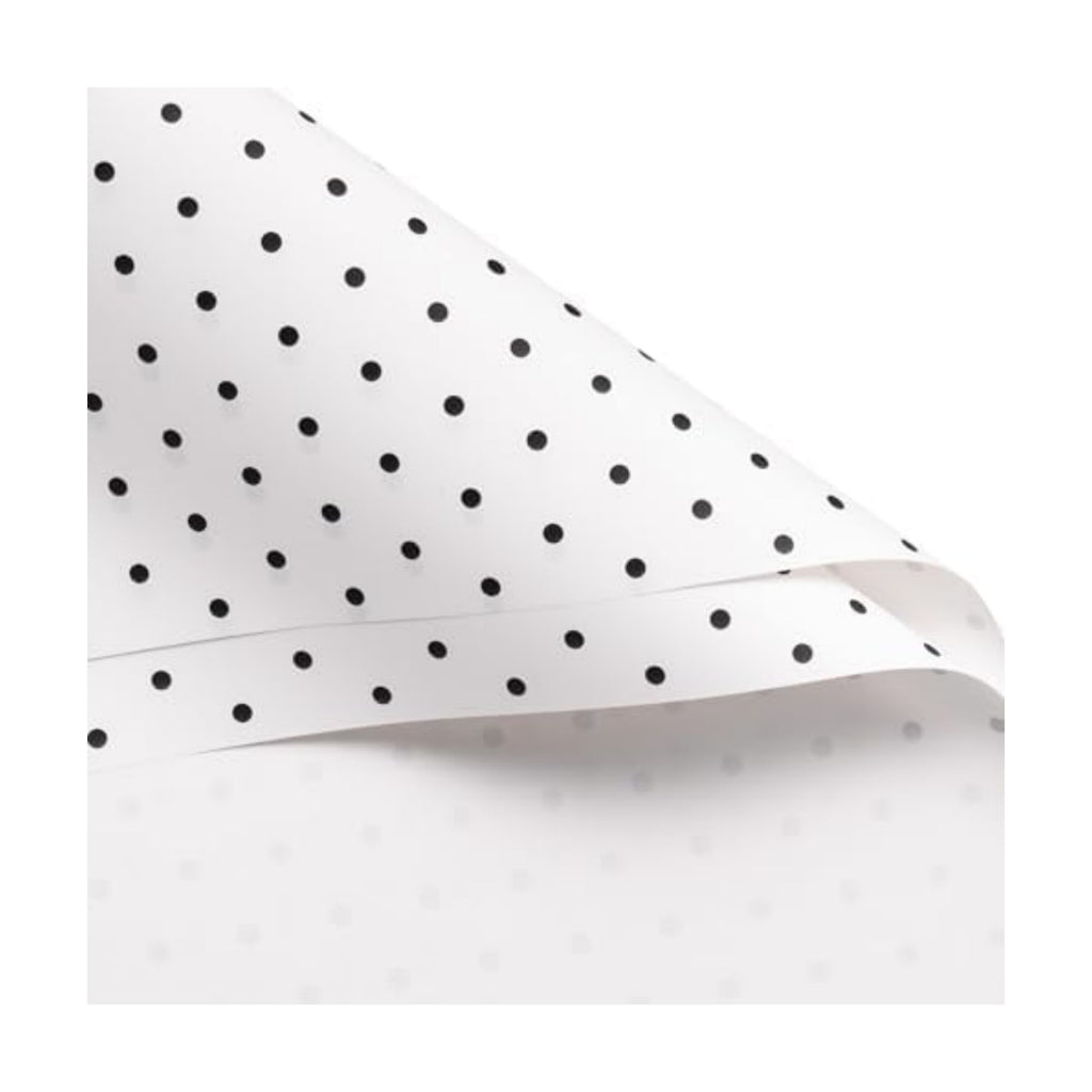 WRAPAHOLIC 20 Sheets Flower Wrapping Paper - 22.4 x 22.4 inch White and Black Polka Dots Water-Resistant Floral Bouquet Wrapping Paper, Florist Supplies Packaging for Wedding Birthday Gift DIY
