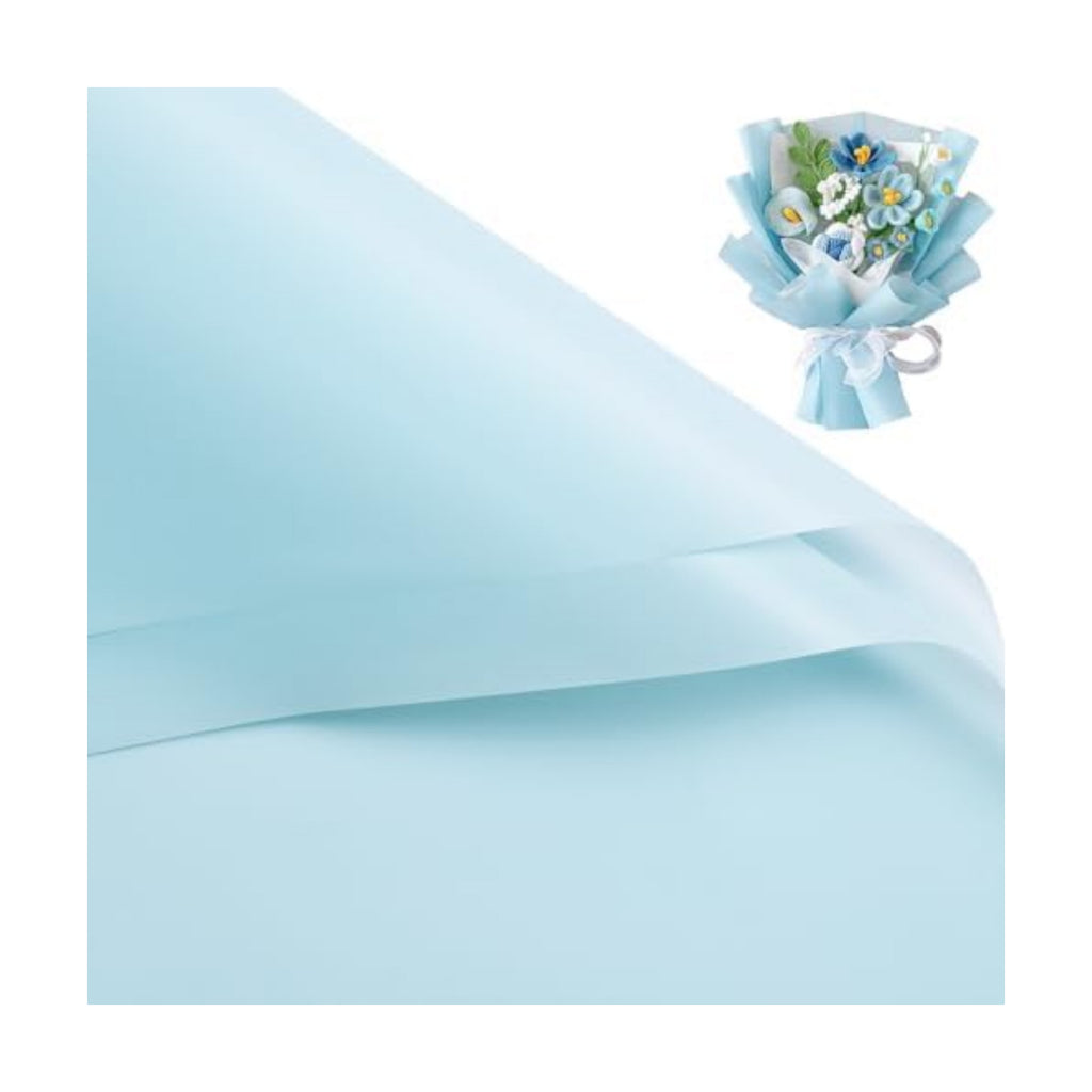 WRAPAHOLIC 20 Sheets Flower Wrapping Paper - 22.4 x 22.4 inch Pure Light Blue Water-Resistant Floral Bouquet Wrapping Paper, Florist Supplies Packaging for Wedding Birthday Gift DIY