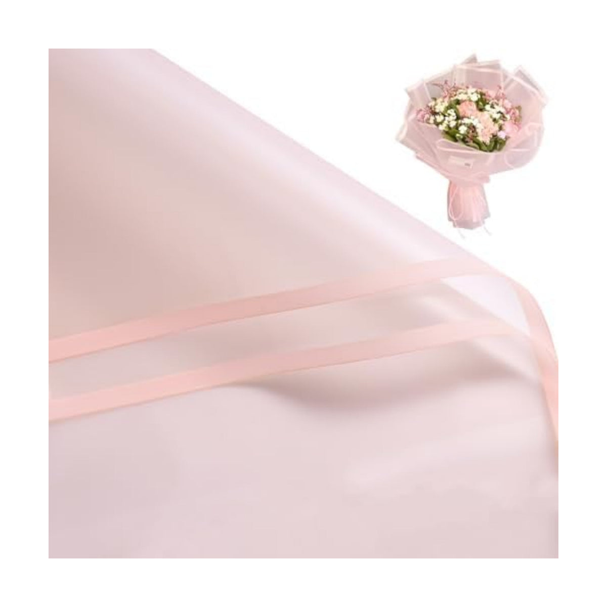WRAPAHOLIC 20 Sheets Flower Wrapping Paper - 22.4 x 22.4 inch Pink Border Water-Resistant Floral Bouquet Wrapping Paper, Florist Supplies Packaging Paper for Wedding Birthday Gift DIY