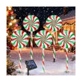 Christmas Solar Lollipop Pathway Lights 5 Pack Outdoor Candy Cane Stake Light with Bow Waterproof Walkway Xmas Outsides Garden Yard Lighting Landscape Decorative Decoration
