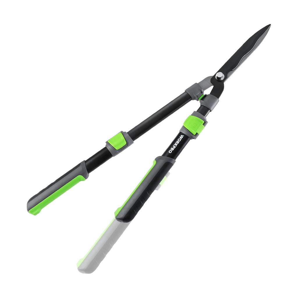 WORKPRO Extendable Hedge Shear, 25"-33" Manual Hedge Clipper/Bush Cutter | Gardening Shears, Steel Wavy Blade, Shock