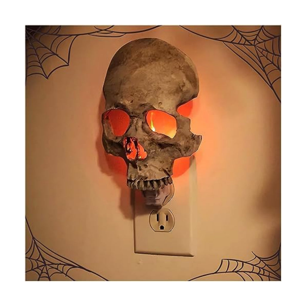 Skull Night Light, 2026 New Skeleton Night Light, Halloween Horrible Light Decoration for Halloween Party and Home Decor (Grey)