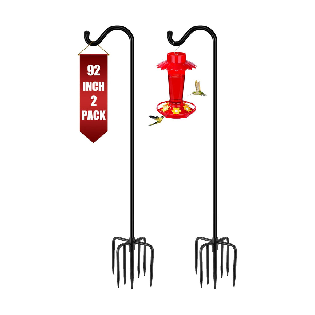 Gtongoko 92 Inch 2 Pack Bird Feeder Poles for Outdoors Heavy Duty, Shepherds Hooks for Outdoor, Hummingbird Feeder