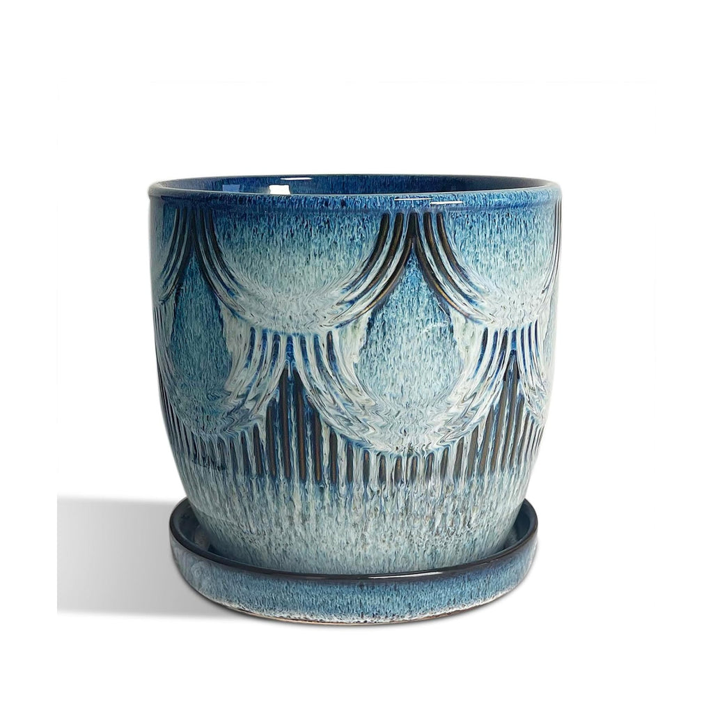 Plant Pots Indoor, Ceramic Planter, 6in Plant Pot, Plant Pots with Drainage Holes and Saucers, Flower Pots for Indoor