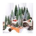 Set of 35PCS Mini Christmas Tree, Christmas Pine Cones, 2oz Fake Snow Powder, Mixed Christmas Decoration, Xmas Village Displays Winter DIY Crafts (Classic Green)